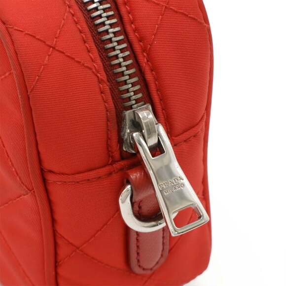 PRADA Red Leather Pochette Shoulder Bag - Picture 6 of 10
